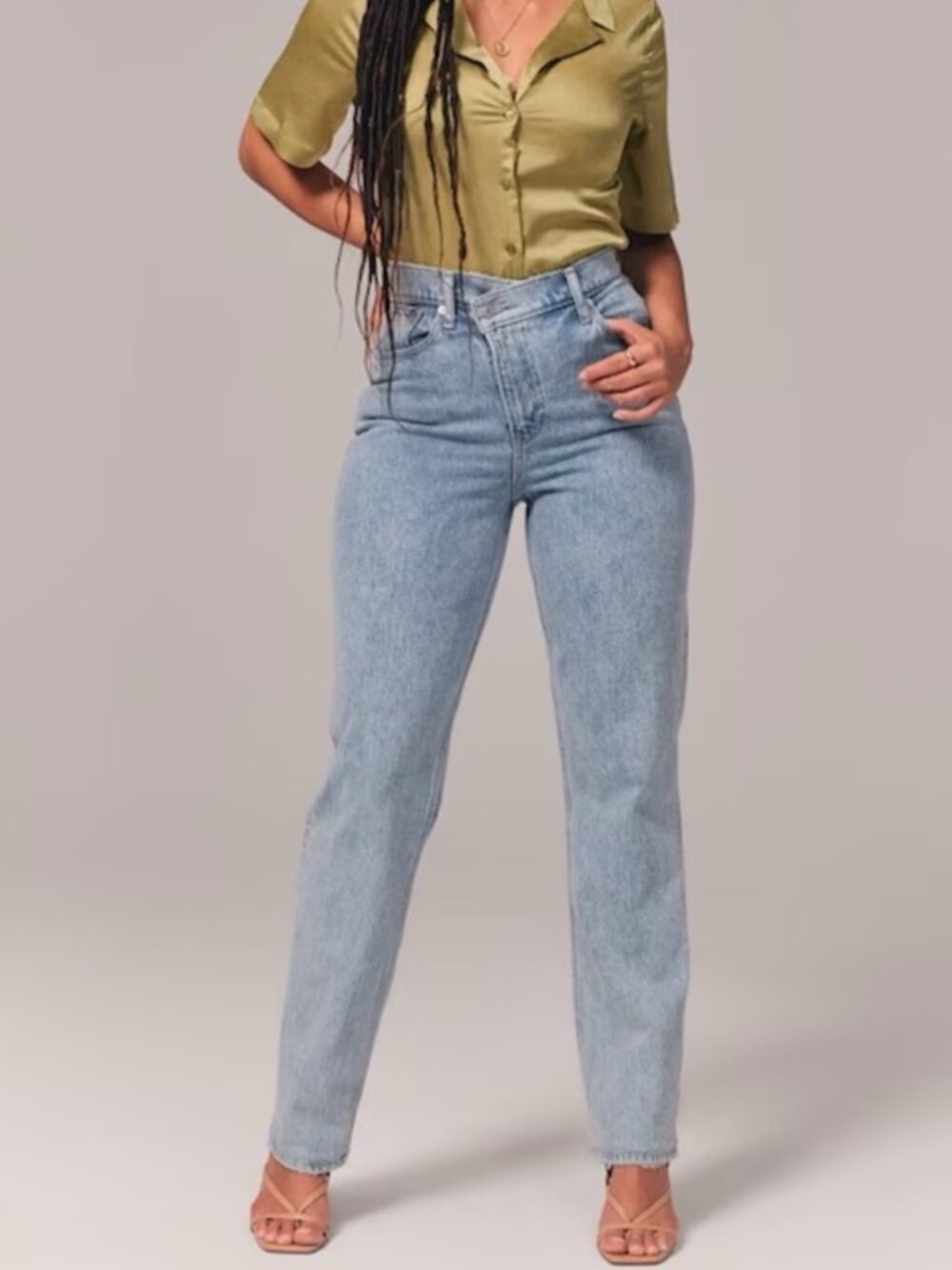 ABERCROMBIE | Curve Love 90s Straight Ultra High Rise Criss-Cross | Size 18R